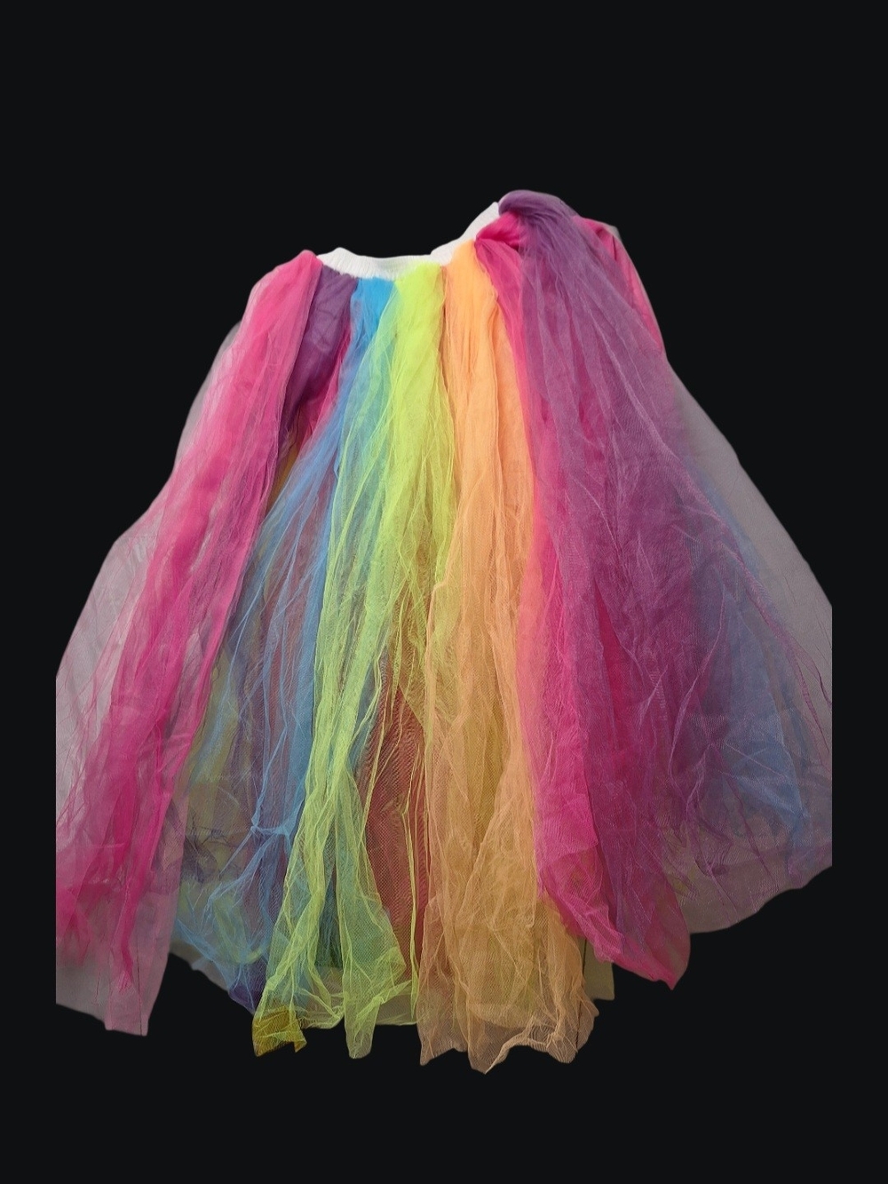 Amazon Rainbow Tulle Maxi Skirt in Pink, Yellow, Blue, Purple